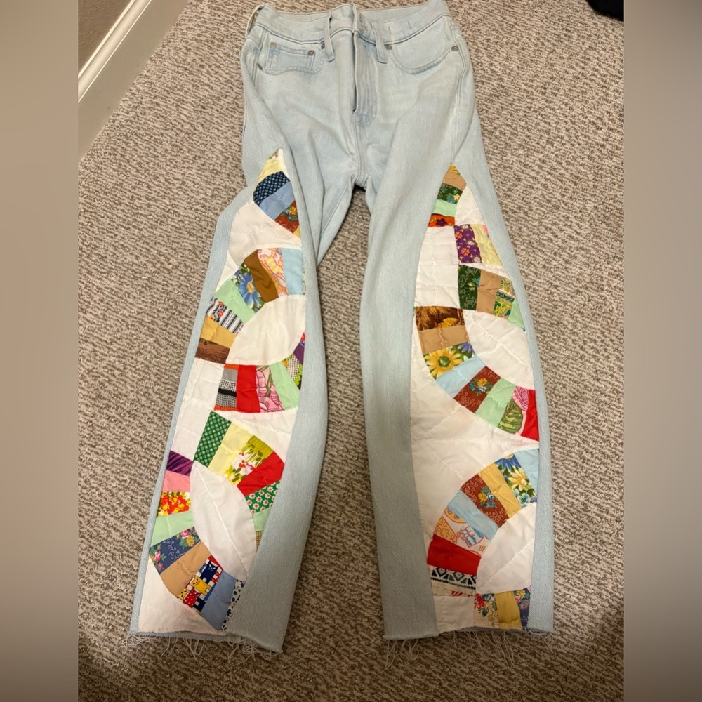 Quilts & Clogs Patchwork Inserted Custom Barrel Madewell Jeans Size 23